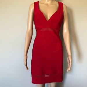 Sexy little red dress with mesh cut outs